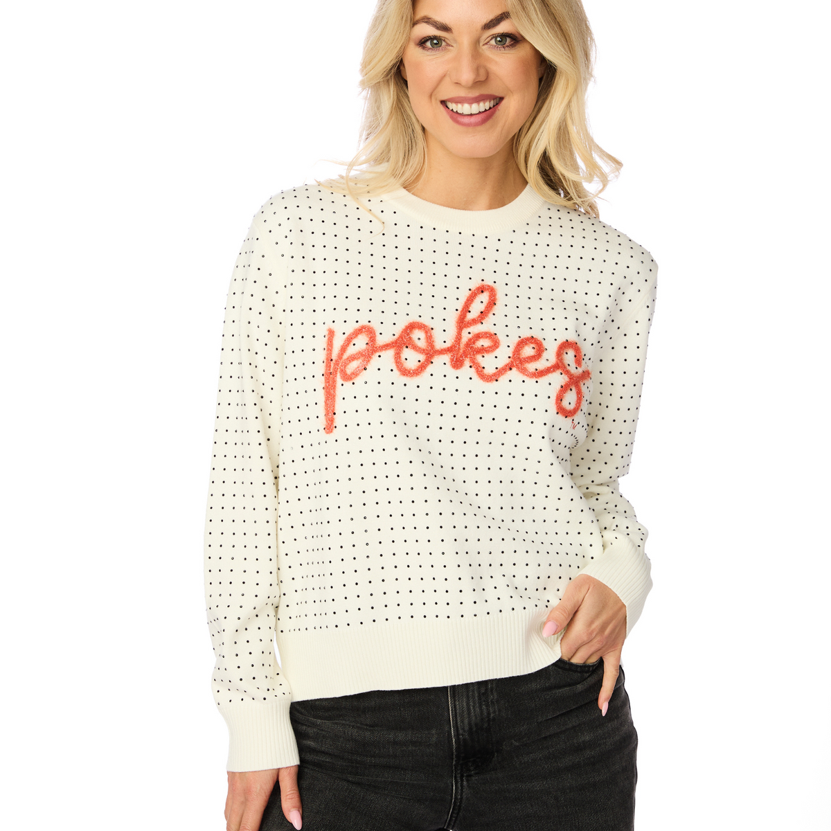 The Pokes Rhinestone + Glitter Script Sweater – Stewart Simmons