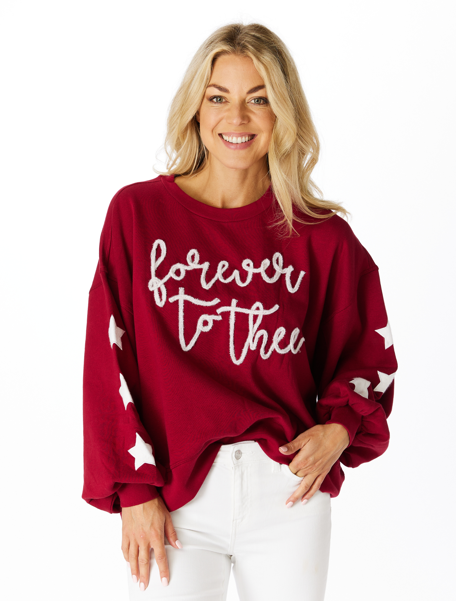 The Forever to Thee Glitter Script Balloon Pullover – Stewart Simmons