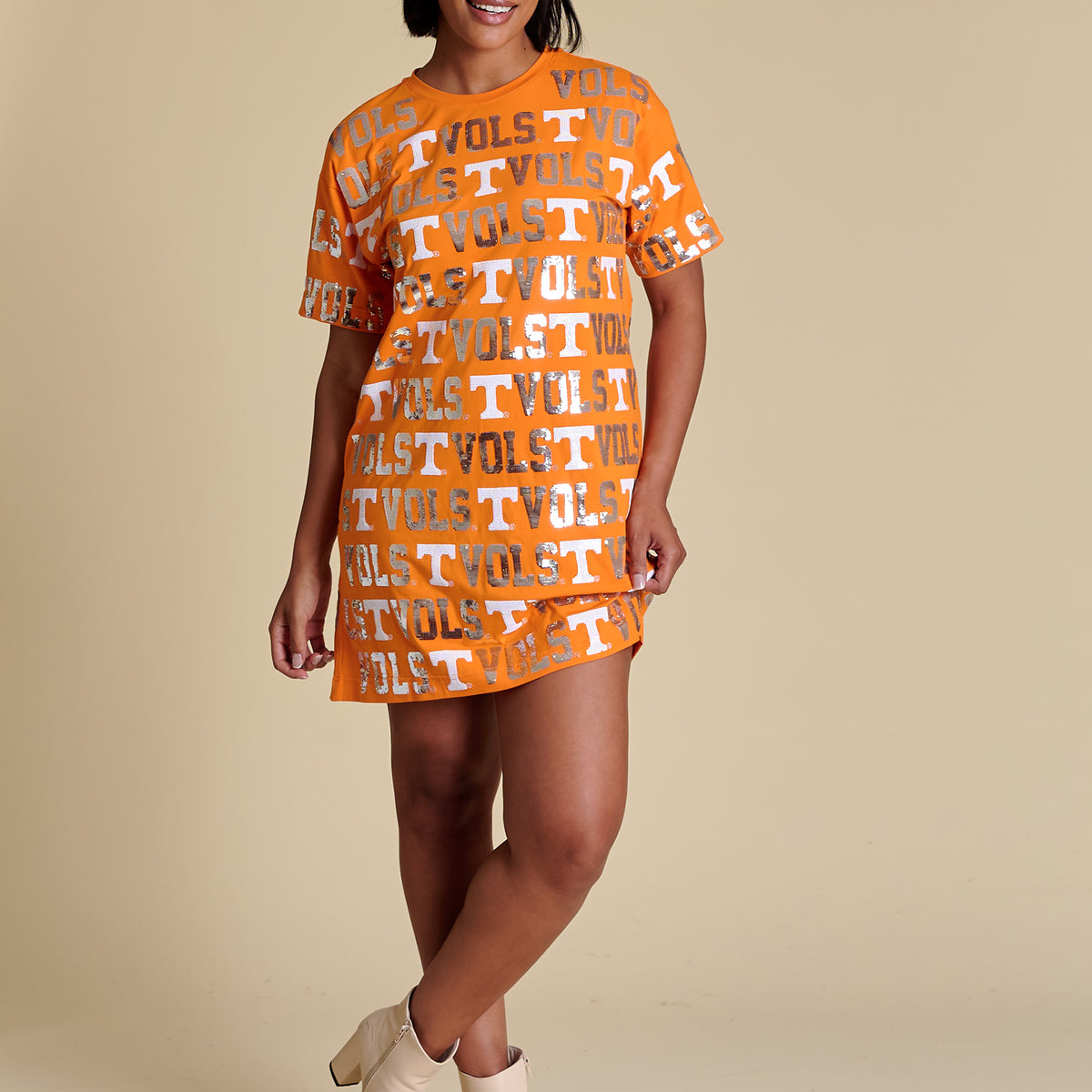 Game Day Sequin Repeat T-Shirt Dress XS
