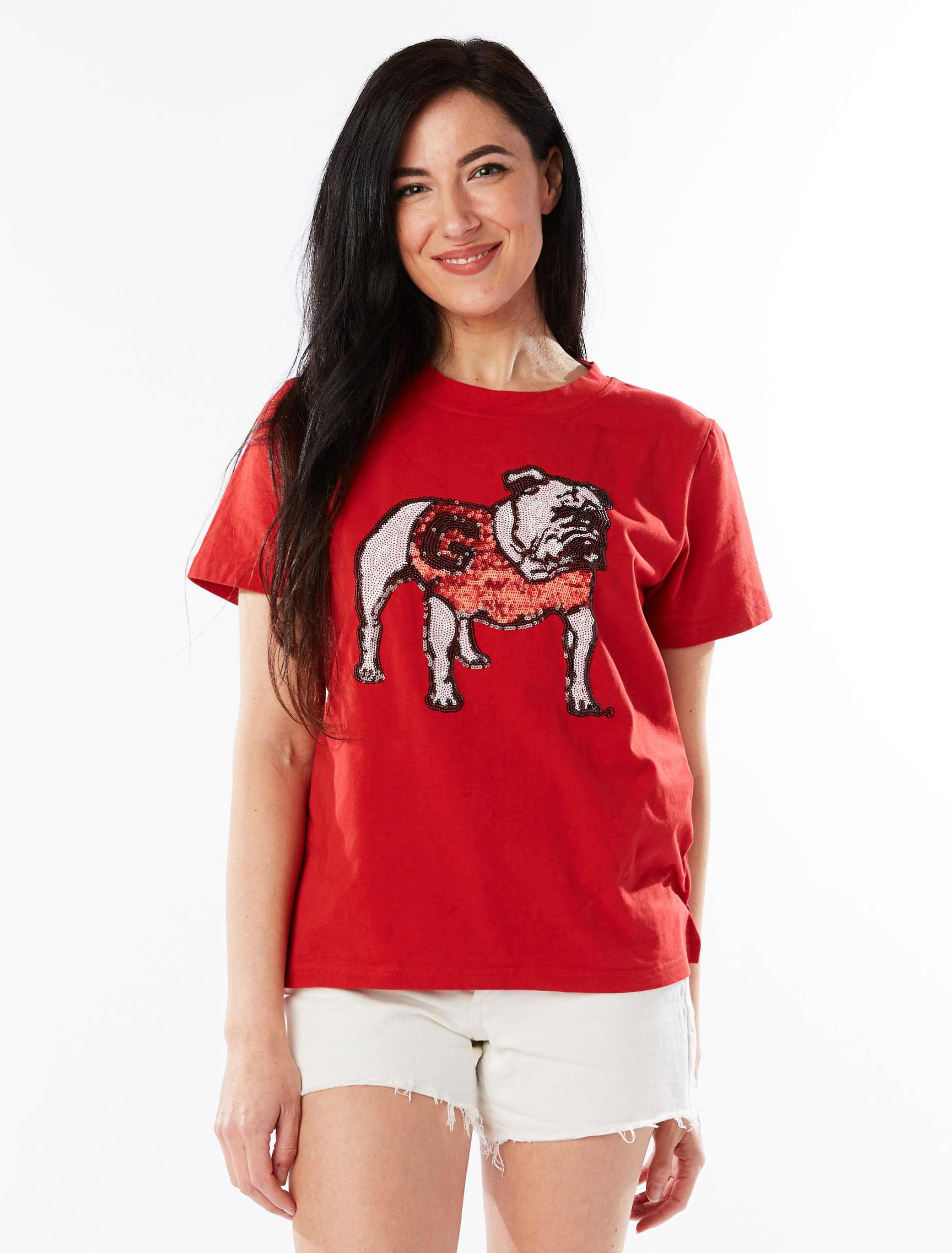 Georgia Bulldogs Fanatics Branded Women's Slab Serif Space Dye Tri-Blend  V-Neck T-Shirt - Red