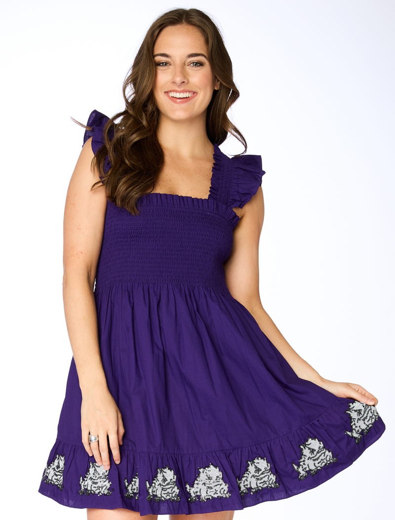 The Horned Frog Smocked Sequin Dress