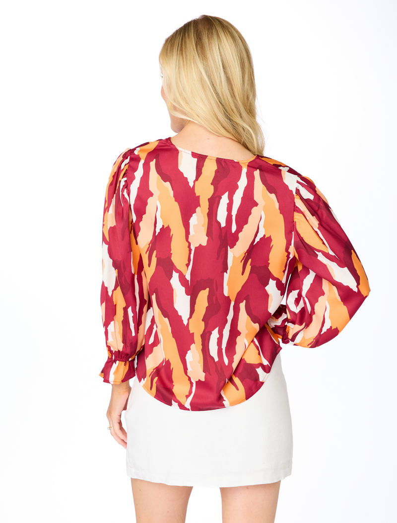 The Abstract 3/4 Sleeve | Maroon + Orange