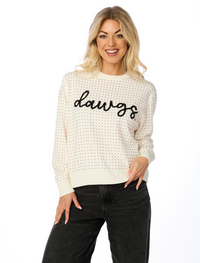 The Dawgs Rhinestone + Glitter Script Sweater | Georgia