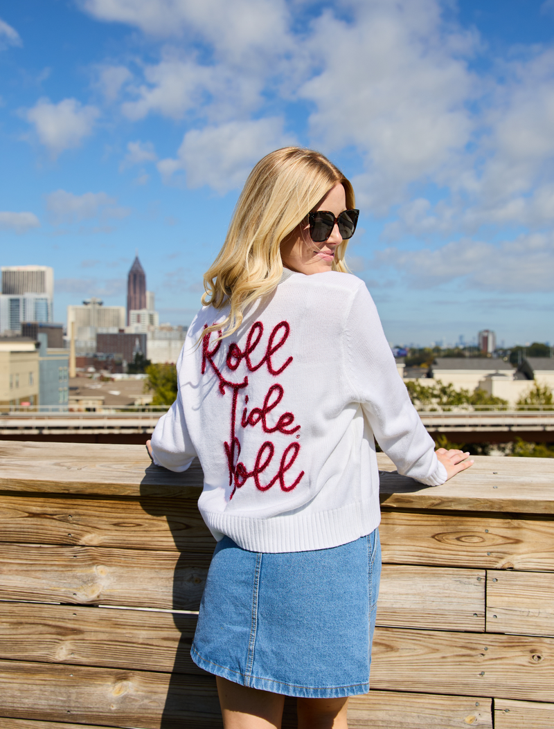 The Roll Tide Roll Glitter Script Cardigan