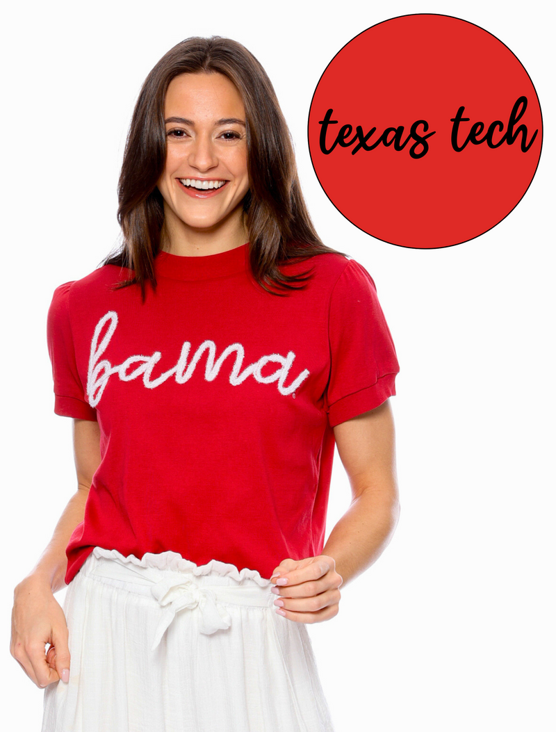The Glitter Script Shirt Texas Tech