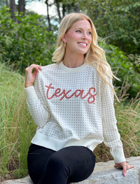 The Texas Rhinestone + Glitter Script Sweater