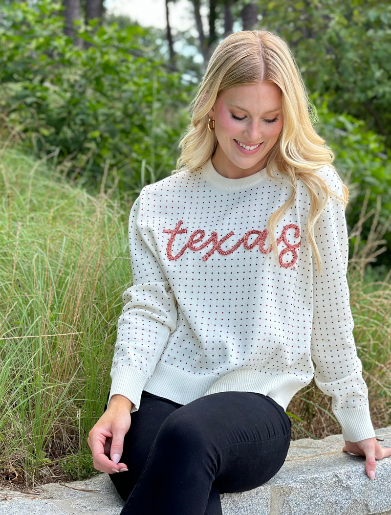 The Texas Rhinestone + Glitter Script Sweater