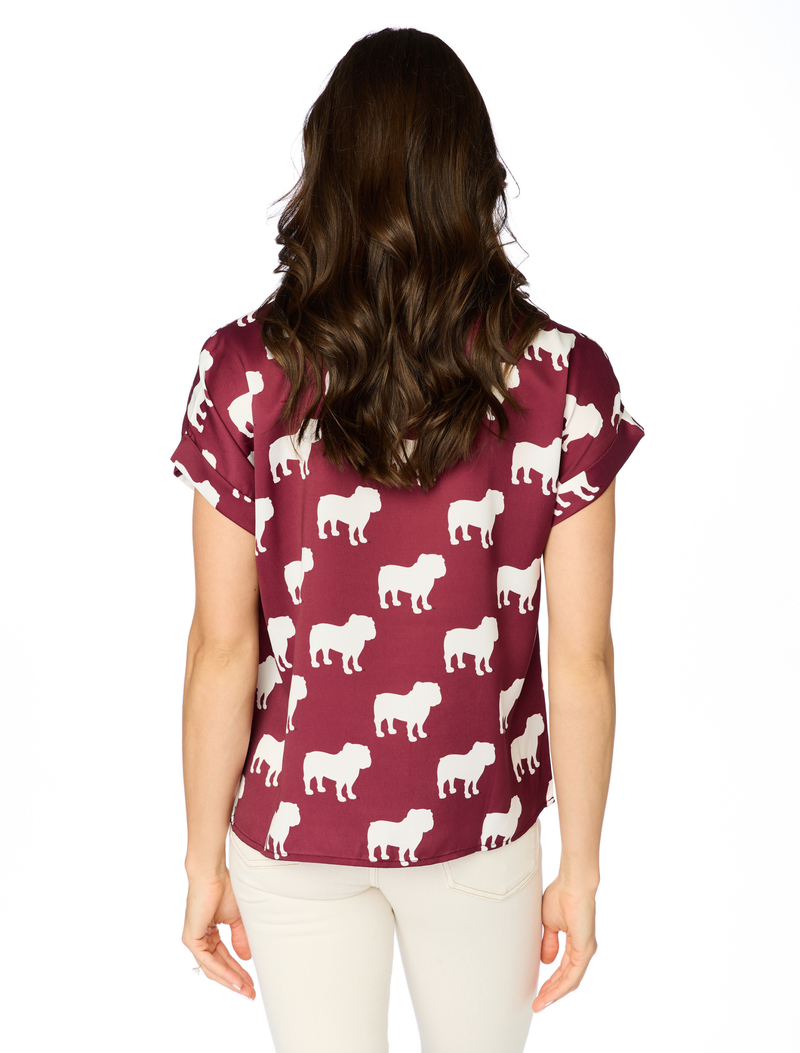 The Mississippi State Bulldogs Rolled Cuff Blouse