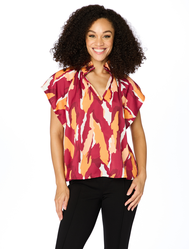 The Abstract Blouse | Maroon + Orange