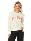 The Pokes Rhinestone + Glitter Script Sweater