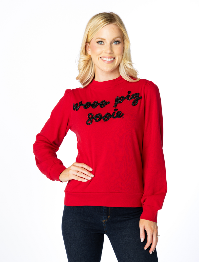 The Wooo Pig Sooie Glitter Script Long Sleeve