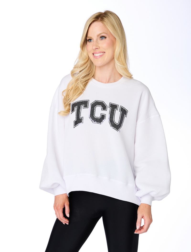 The TCU Sequin Balloon Pullover