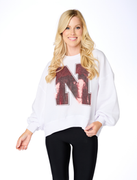 The Nebraska Sequin Balloon Pullover