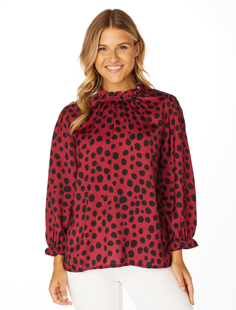 The Garnet + Black 3/4 Sleeve Blouse