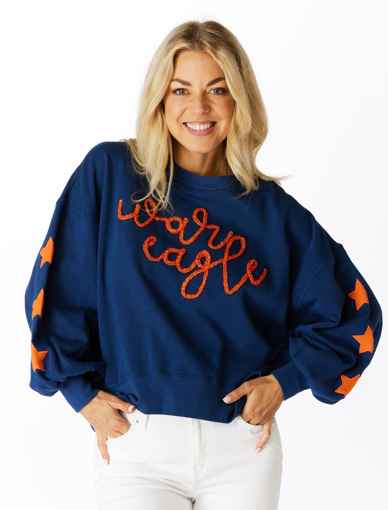 The Auburn Glitter Script Balloon Pullover