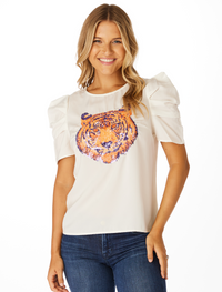 The Clemson Sequin Puff Sleeve Shirt