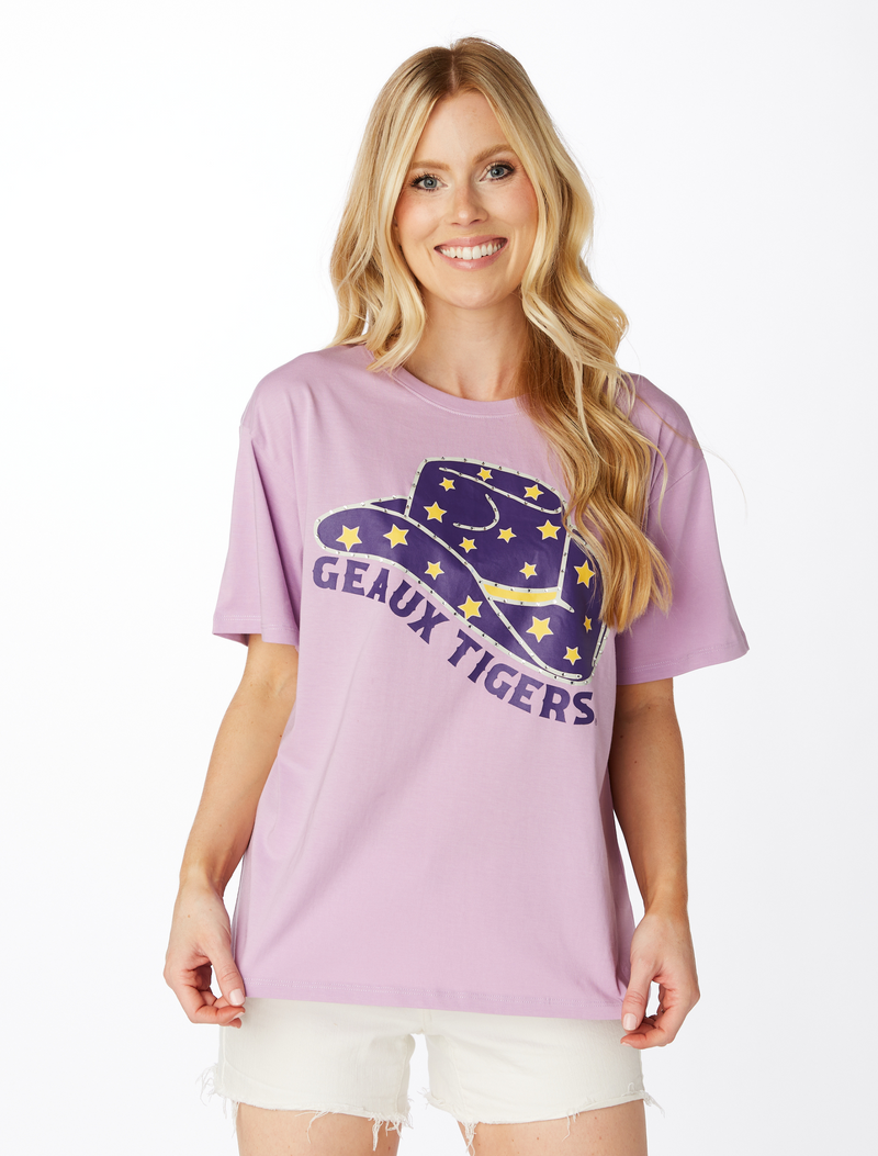 The Geaux Tigers Cowboy Hat Boyfriend Tee