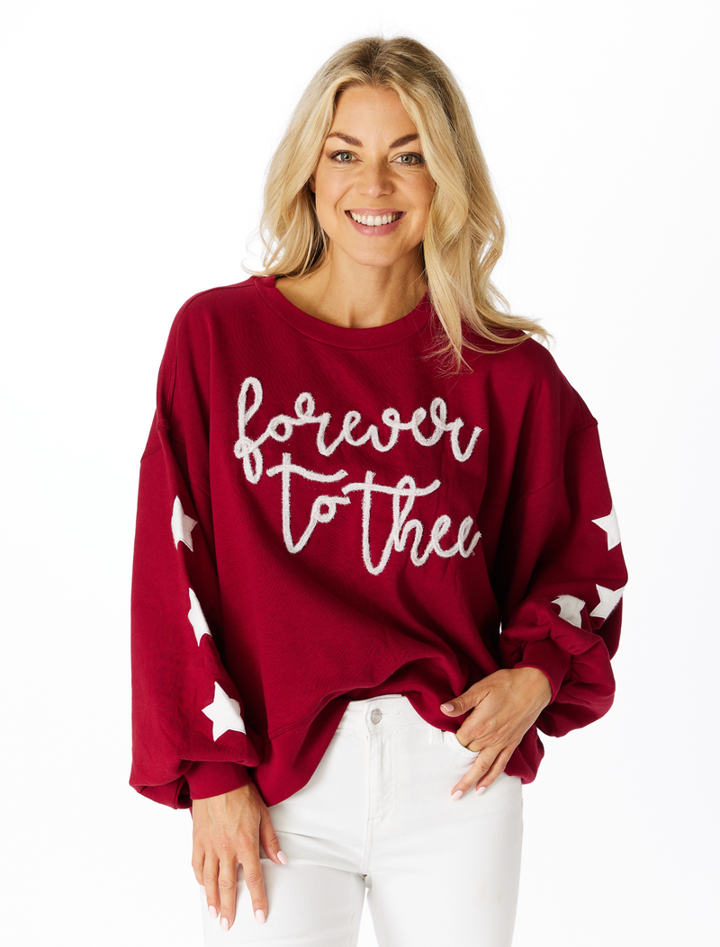 The Forever to Thee Glitter Script Balloon Pullover