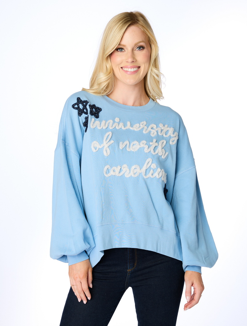 The University of North Carolina Glitter Script Balloon Pullover