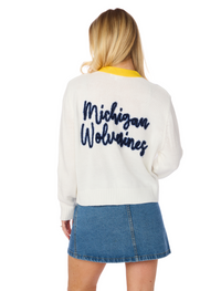 The Michigan Wolverines Glitter Script Cardigan