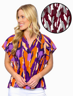 The Abstract Blouse Maroon & Grey