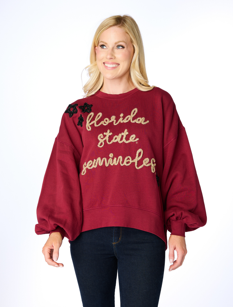 The Florida State Seminoles Glitter Script Balloon Pullover