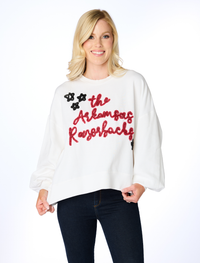 The Arkansas Razorbacks Glitter Script Balloon Pullover