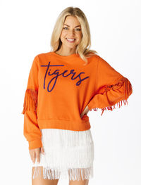 The Tigers Fringe Sweatshirt | Orange