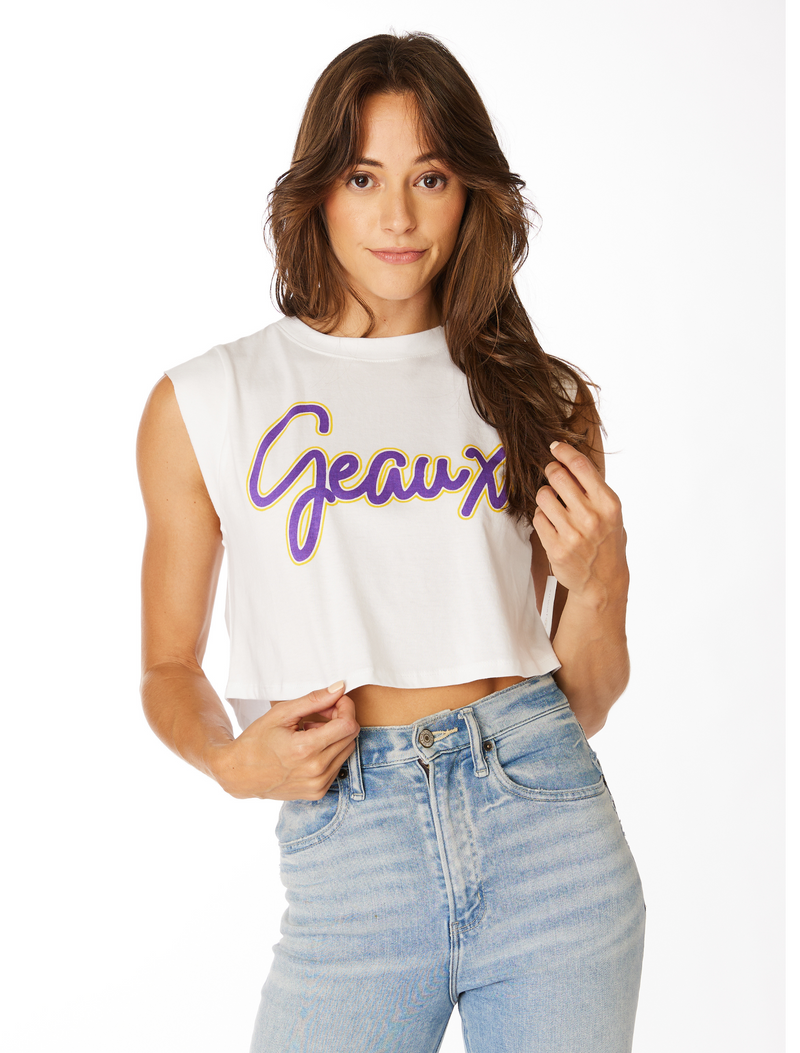 The Geaux Cap Sleeve Crop