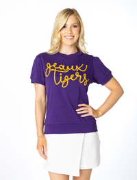 The Geaux Tigers Glitter Script Short Sleeve