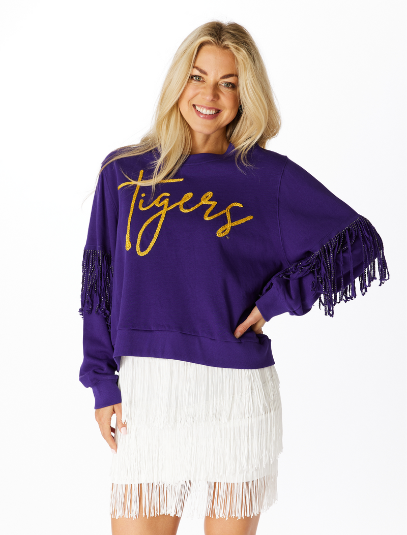 The Tigers Fringe Sweatshirt | Purple