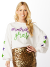 The Mardi Gras Glitter Script Balloon Pullover