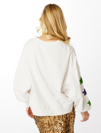 The Mardi Gras Glitter Script Balloon Pullover