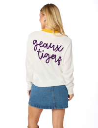 The Geaux Tigers Glitter Script Cardigan