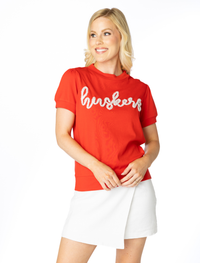 The Huskers Glitter Script Short Sleeve