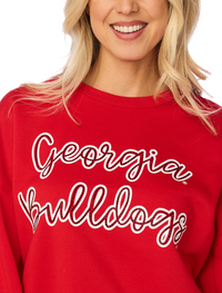 The Georgia Bulldogs Rhinestone Balloon Sleeve Pullover