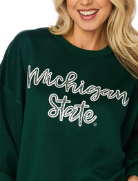 The Michigan State Rhinestone Balloon Sleeve Pullover