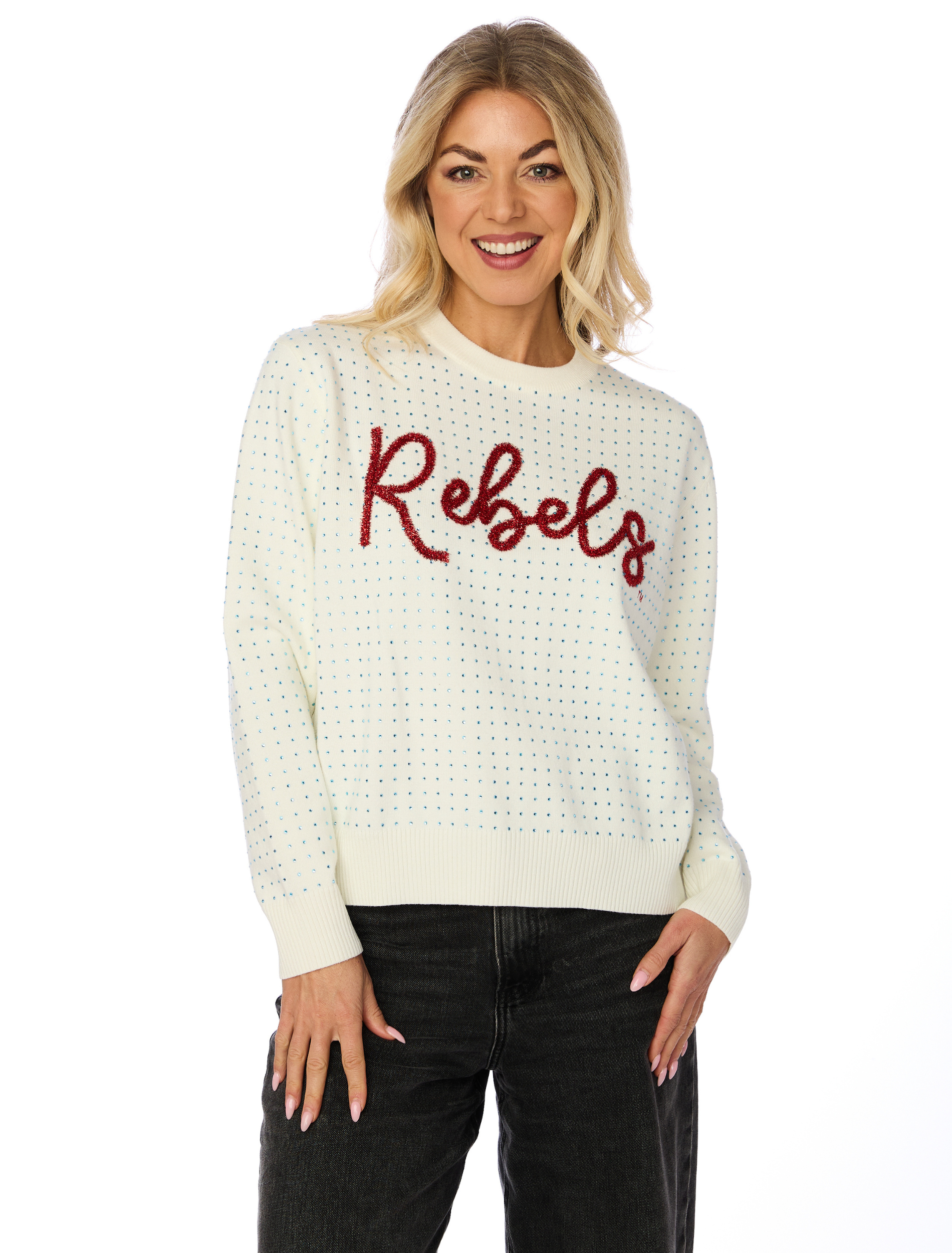 The Rebels Rhinestone + Glitter Script Sweater – Stewart Simmons