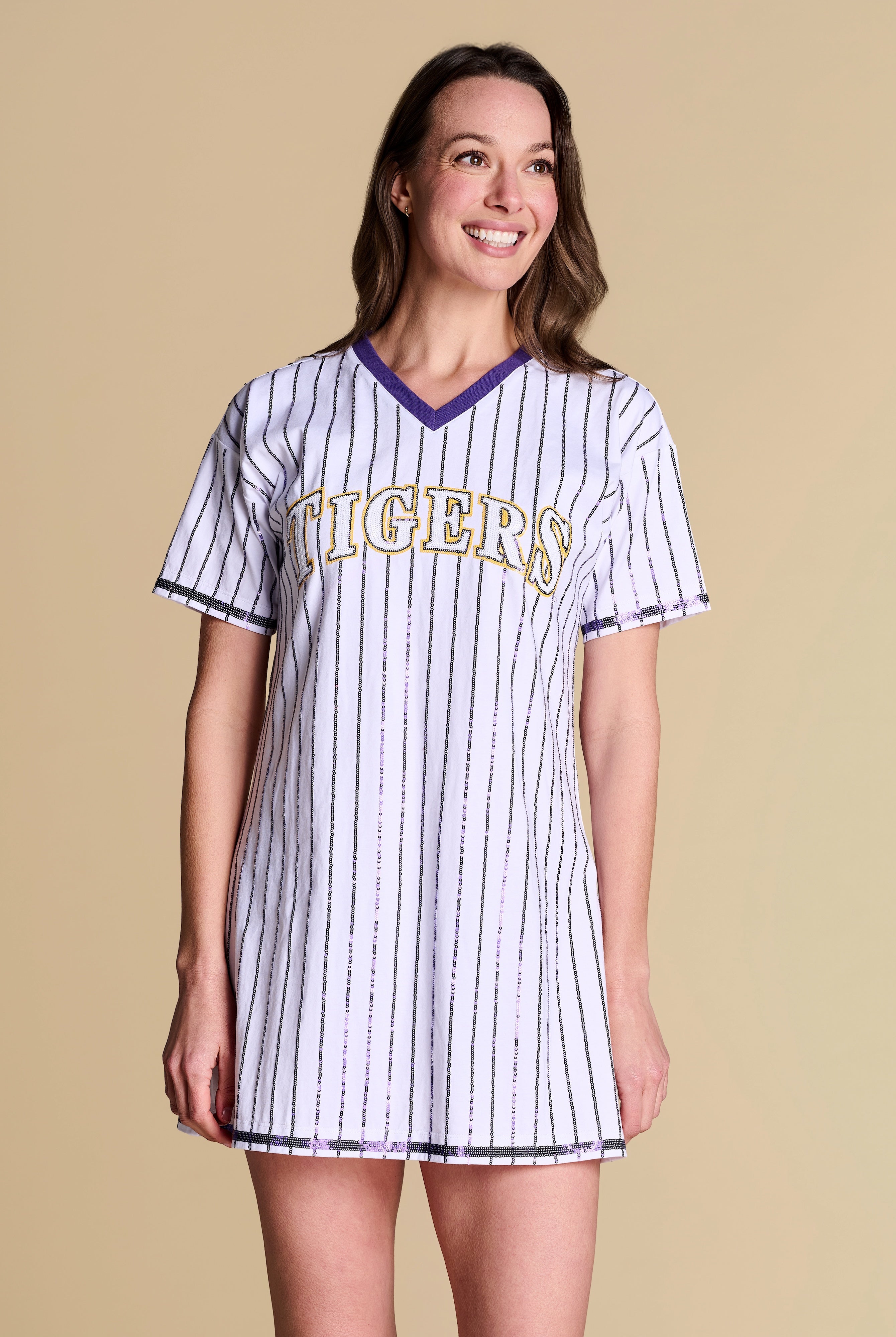 Game Day Sequin Repeat T-Shirt Dress Stewart Simmons Game Day Sequin Repeat T-Shirt Dress Stewart Simmons