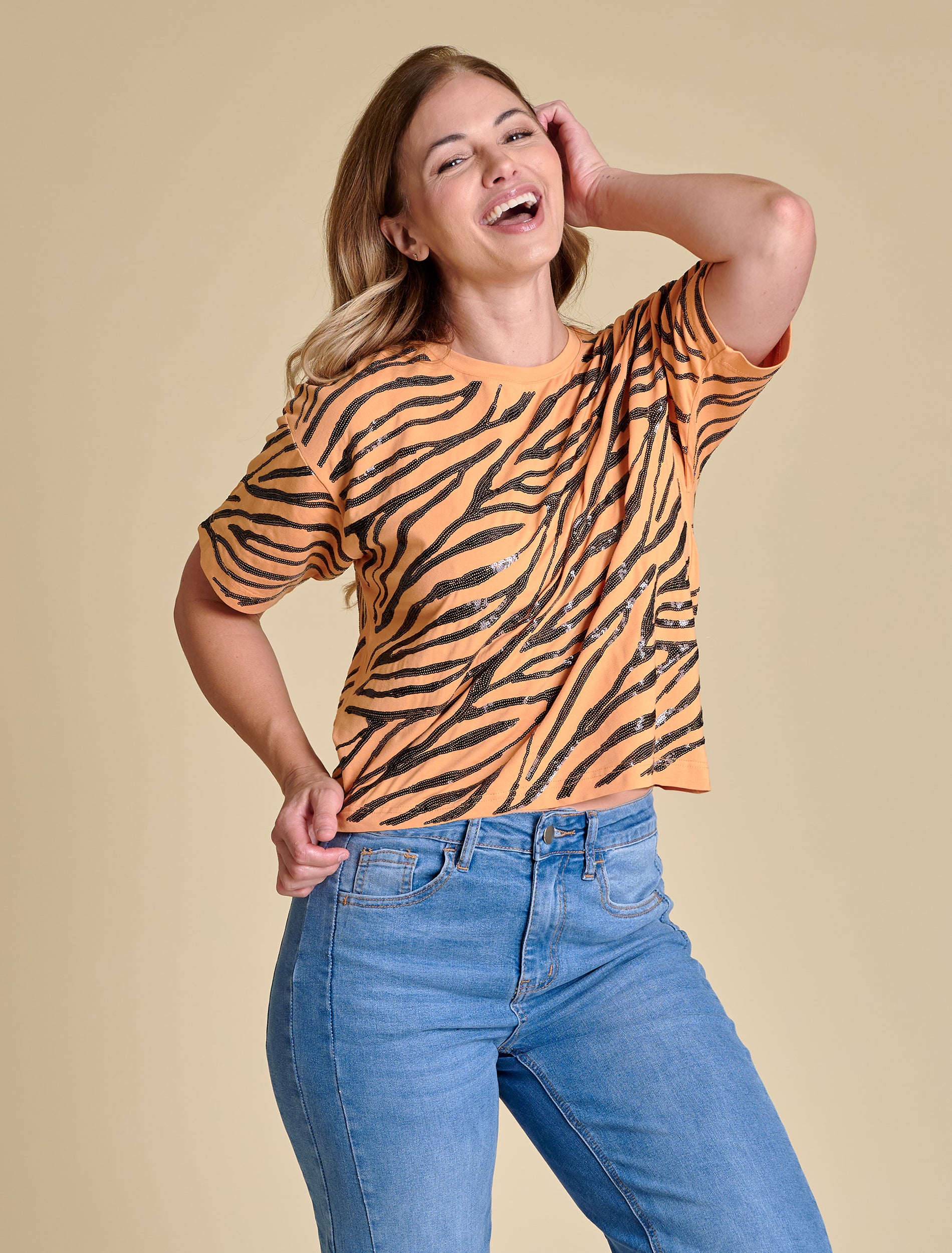 Game Day Sequin Repeat Tee Stewart Simmons