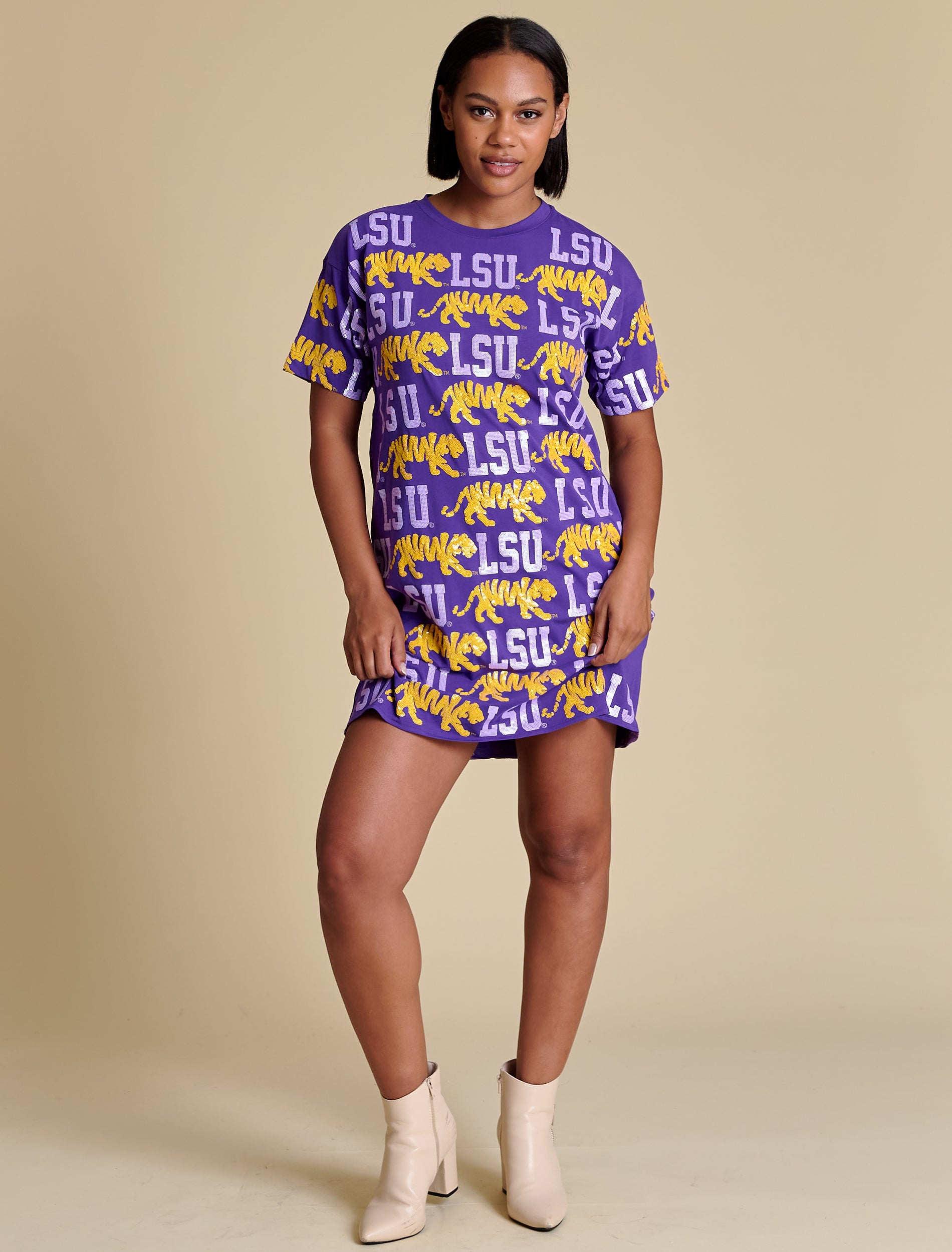 Game Day Sequin Repeat T-Shirt Dress SM Game Day Sequin Repeat T-Shirt Dress SM