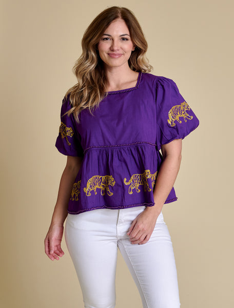 Game Day Puff Sleeve Peplum Top – Stewart Simmons