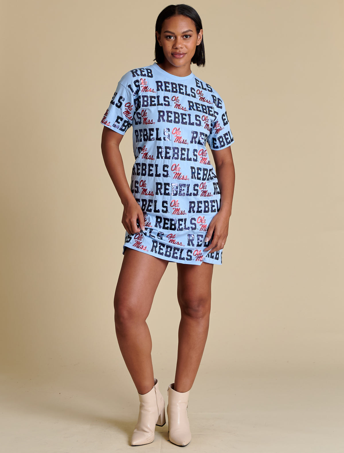 blue sparkly t shirt dress Game Day Sequin Repeat T-Shirt MD Size:Custom Dress Depending on body type spring outfit RCJOLLZ Sexy Black Bodycon