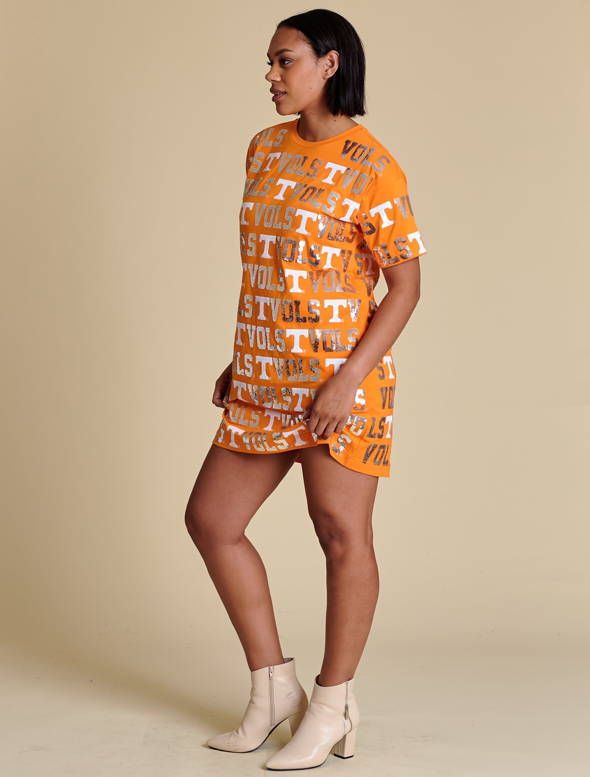 Game Day Sequin Repeat T-Shirt Dress XS