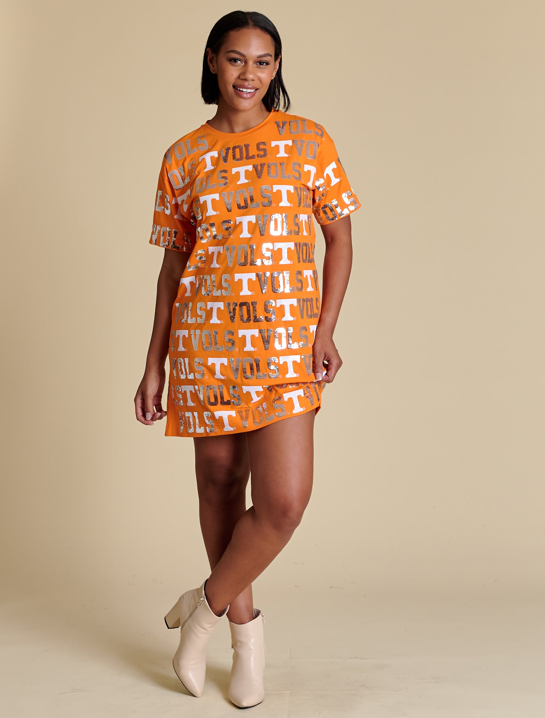 Game Day Sequin Repeat T-Shirt Dress XS