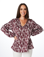 The Maroon + White Long Sleeve Blouse