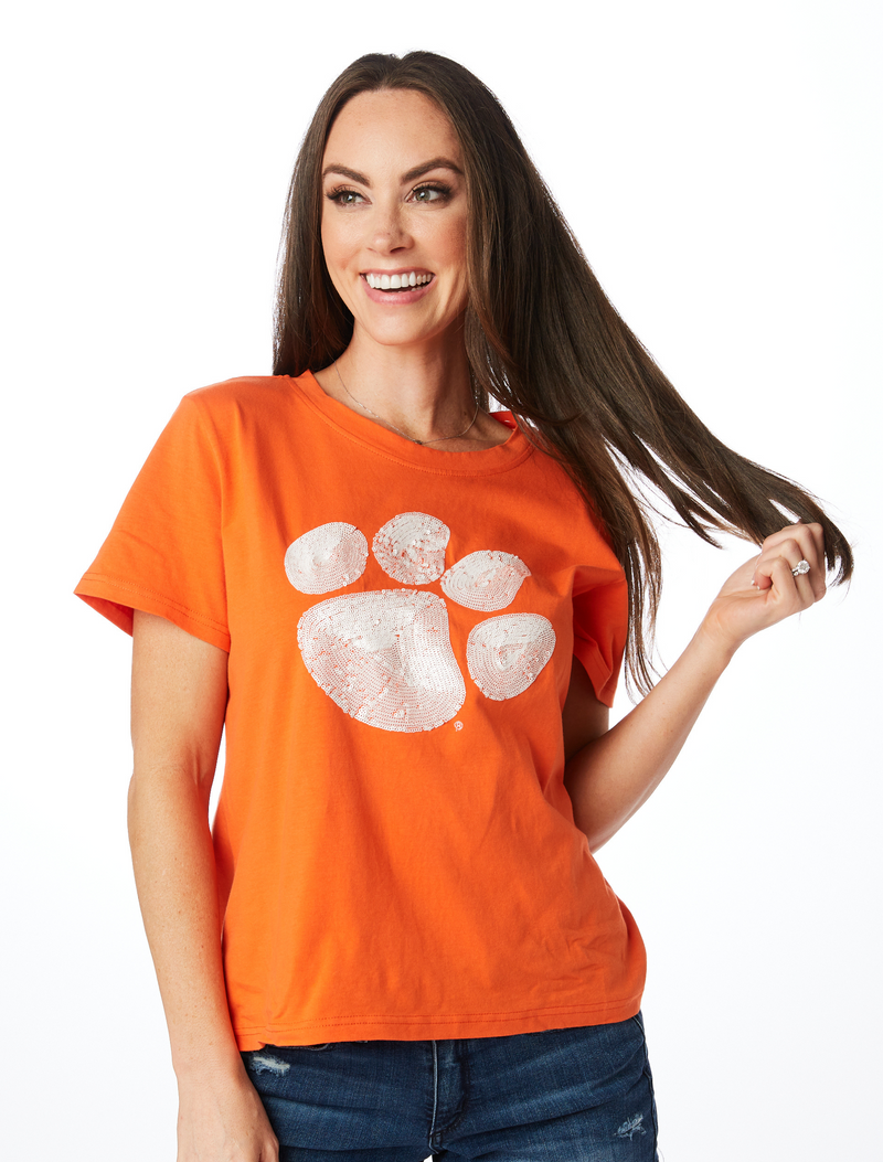 The Paw Sequin Shirt | Orange