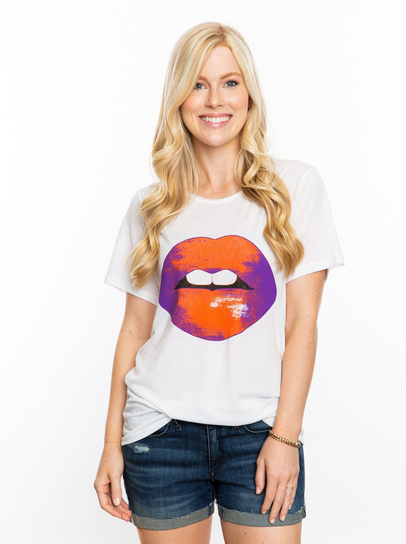 The Lips Tee | Orange + Purple