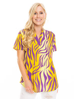 The Tiger Print Blouse | Purple + Yellow