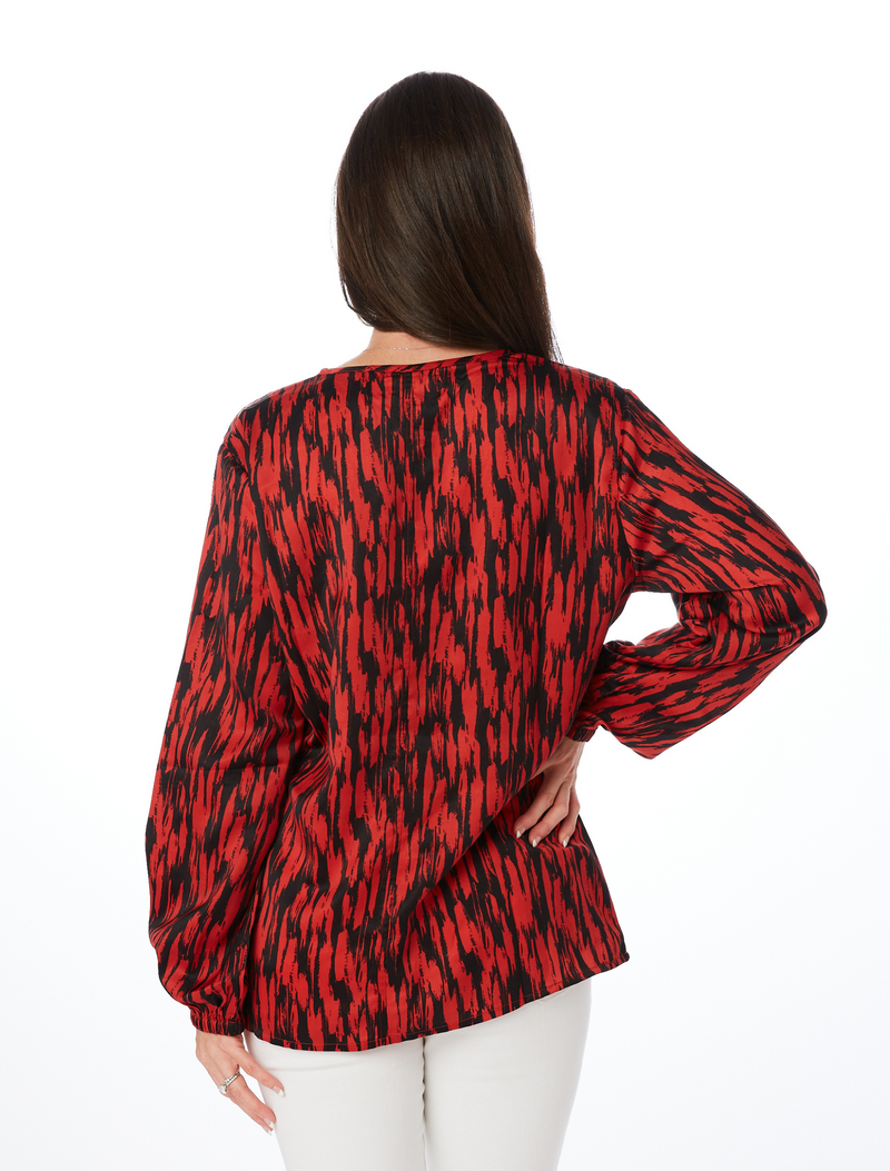 The Red + Black Long Sleeve Blouse